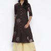 Rayon Brown Printed Straight Kurta