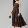 Womens Pink Color Crepe Printed Knee Length Dress