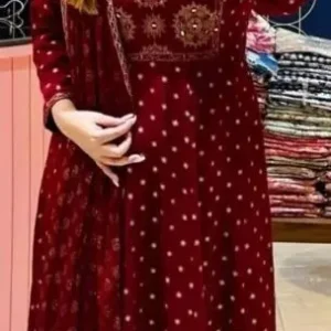 Anarkali Dupatta Set" Women's Printed "Anarkali Kurti" & Pant Dupatta Set
