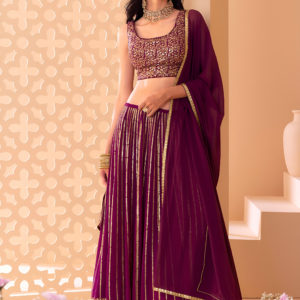 ✨ Glamourous Wine Lehenga Choli Set  15067-Wine