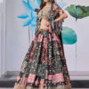 Black Multicolor Printed Embroidered Lehenga Set 7050-Black