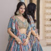 Sky Blue Multicolor Printed Embroidered Lehenga Set 7050-Sky