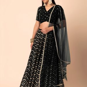 Regal Purple Zigzag Sequins Lehenga Choli